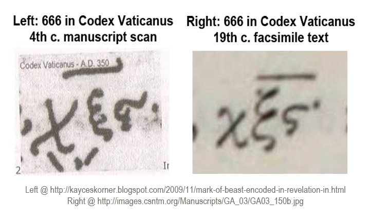 Image from the codex Vaticanus depicting the Greek number six hundred sixty-six